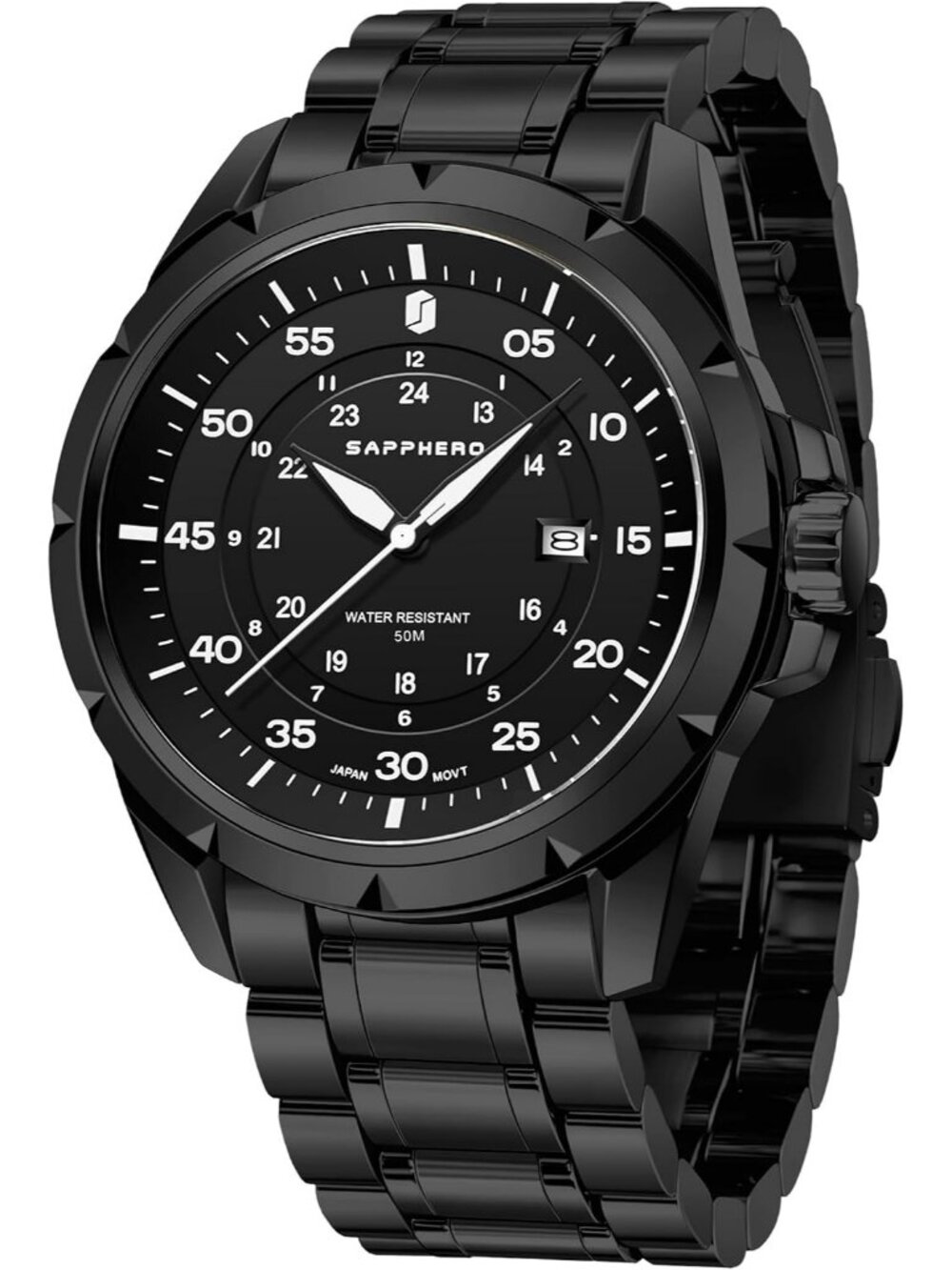 Men's Black White Waterproof Quartz Analog Sport Casual Elegant Date Watch